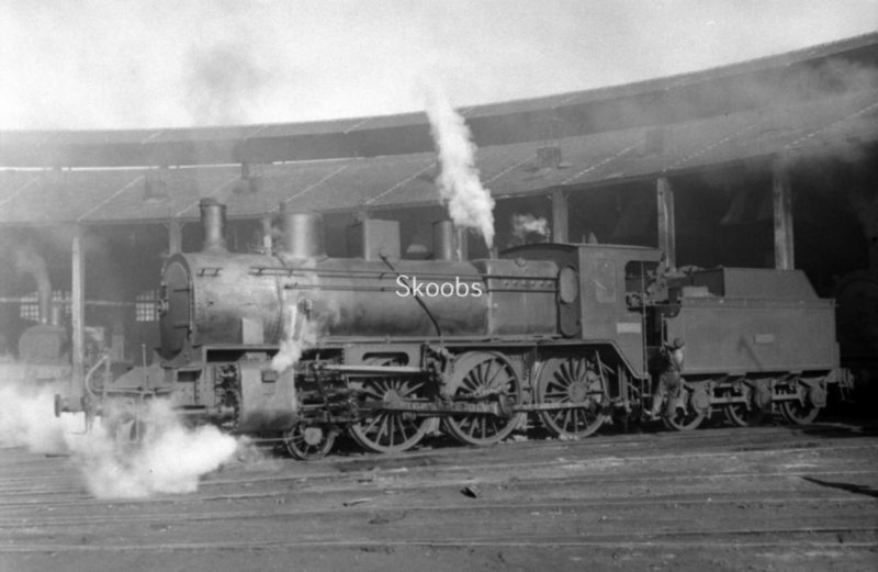 RENFE Spanish Railways Steam Locomotive 230 2082 in 1957 at Valencia 2.jpg