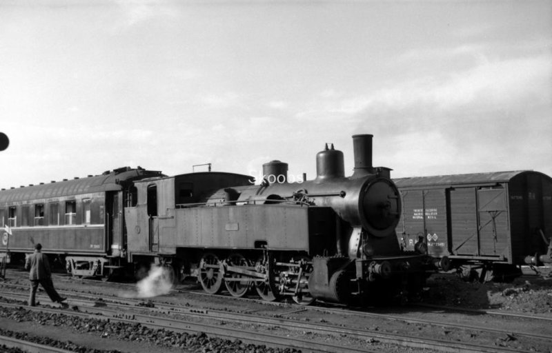 RENFE Spanish Railways Steam Locomotive 041 0201 in 1956 at Madrid.jpg