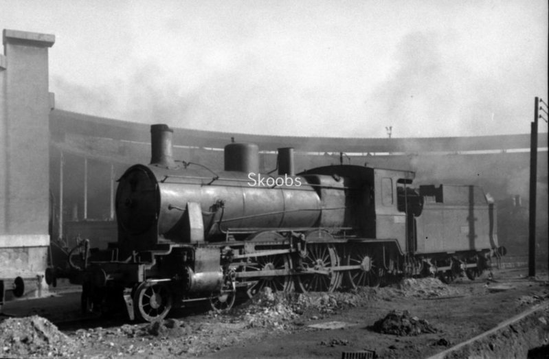 RENFE Spanish Railways Steam Locomotive 230 2028 in 1957 at Valencia.jpg