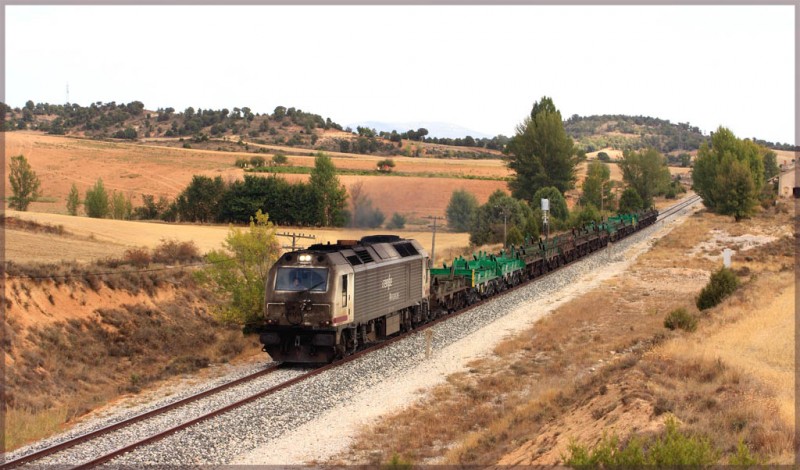 g193 Prima con un mercante por el Directo Madrid-Burgos. Bahabón de Esgueva. 23-9-2009.jpg