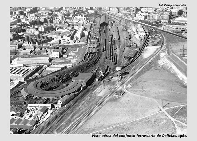 Madrid-Delicias. Vista aérea de conjunto en 1961. Paisajes Españoles..jpg