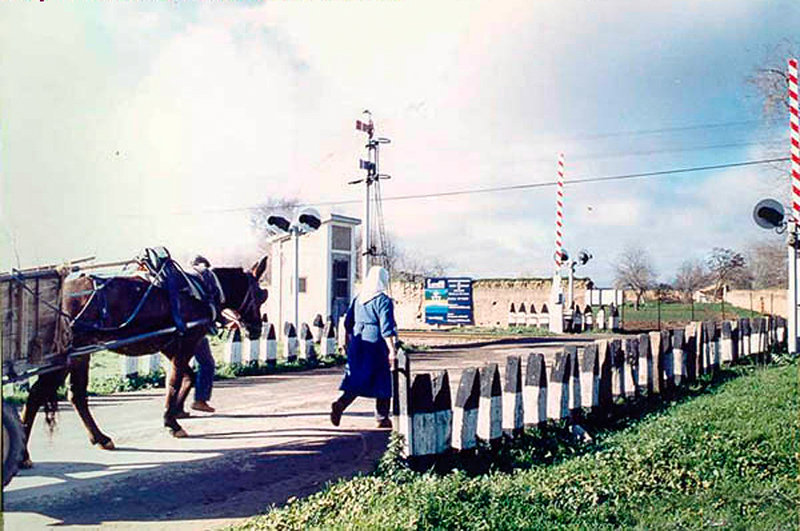 62-Antiguo paso a nivel con semibarreras en la est. de Malagón..jpg