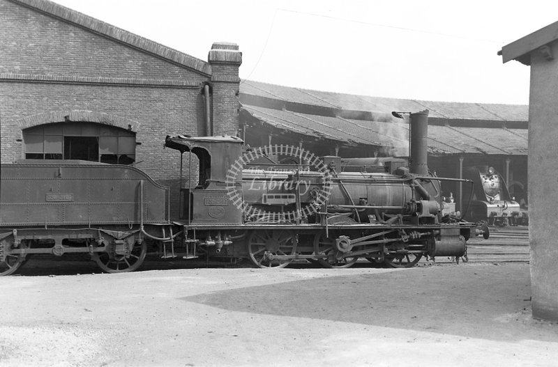 132948 RENFE Spanish Railways Shed Scene  Class 030 0-6-0 D'Oullins 306-1861 Oeste with original boiler 030.2107 (Oeste)  at Delicias MPD  in 1963 -  02-05-1963  - Peter Gray.jpg