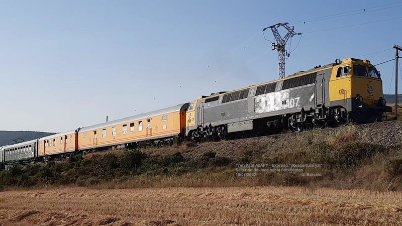 1658506957141_1658506947101_Expreso Reapertura Ya Tren Azul 16072022 Saliendo de Jaca sentido Sabiñánigo firmado.JPG